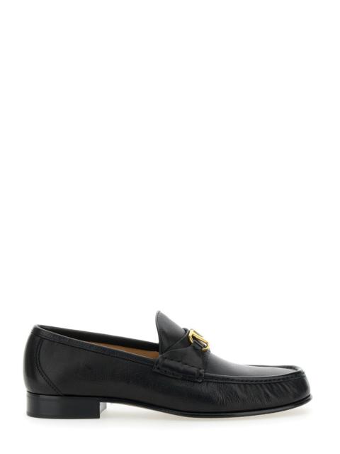 Valentino Valentino Garavani Men Black Loafers With Vlogo Signature Detail In Leather Man