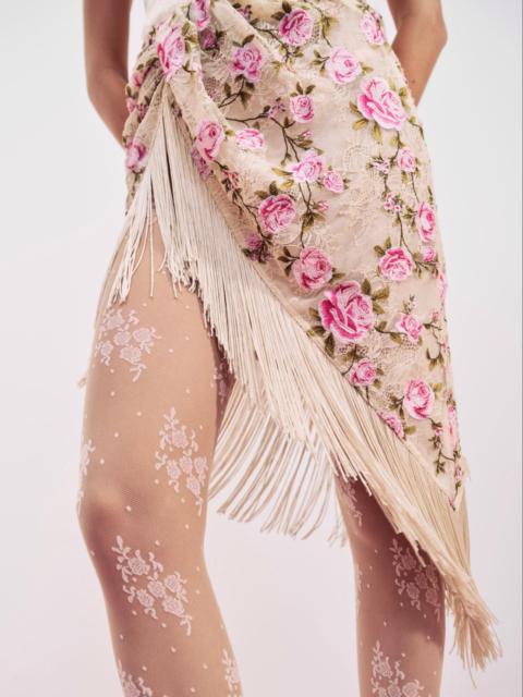For Love & Lemons Esme Rose Embroidered Asymmetrical Skirt