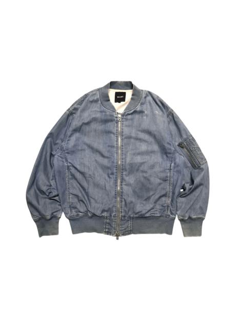 BEAMS PLUS BEAMS CHAMBRAY DENIM BOMBER JACKET DISTRESSED
