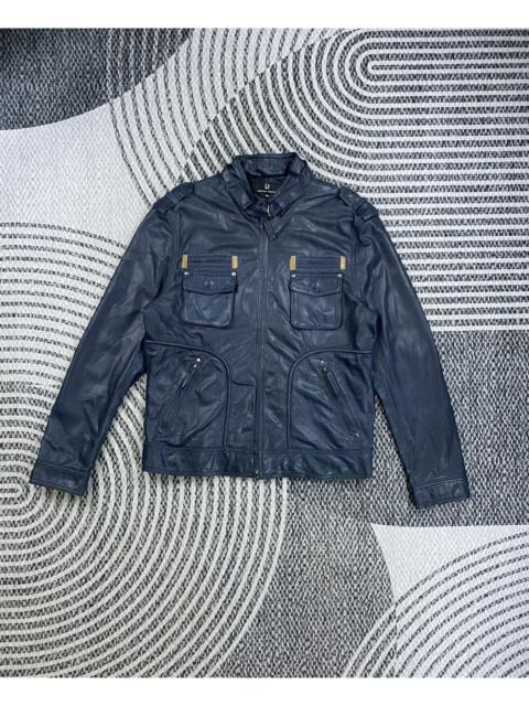 Other Designers Genuine Leather - Vintage Leather Navy Color Multipocket Jacket