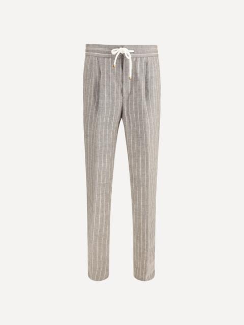 Brunello Cucinelli Linen Pinstriped Twill Pants
