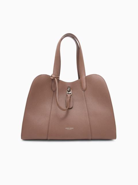 GIORGIO ARMANI LARGE PEBBLED LEATHER TOTE BAG