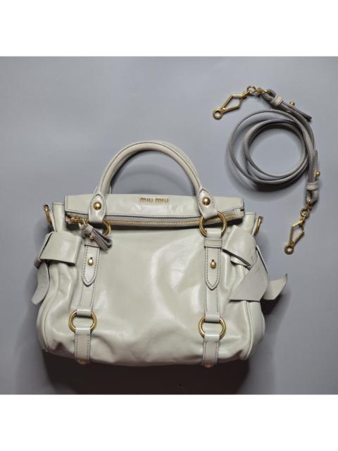 Miu Miu Miu Miu - Vitello Lux Mini Bow Bag - Gray