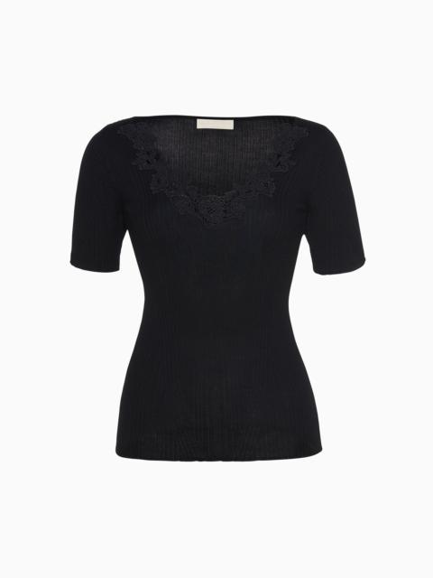 ULLA JOHNSON Celeste Knit Top with Lace