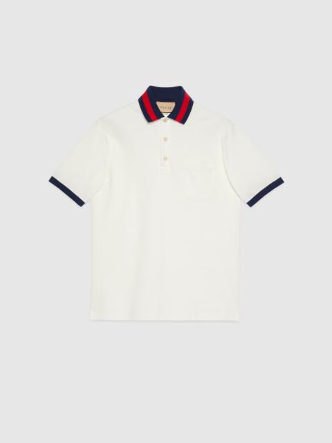 GUCCI Cotton piquet polo with Web collar