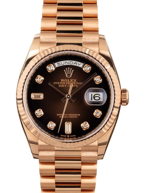 ROLEX Rolex Day-Date 36 Brown Ombre Dial 128235 18k Everose Gold