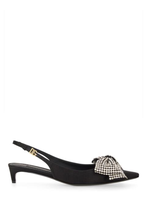 Dolce & Gabbana Dolce & Gabbana Women Satin Sling-Back With Rhinestone Embroidery
