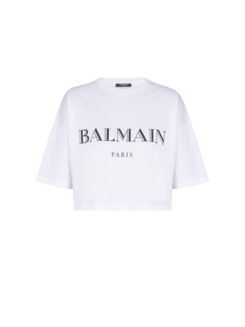 Balmain Boxy cropped T-shirt with Balmain print