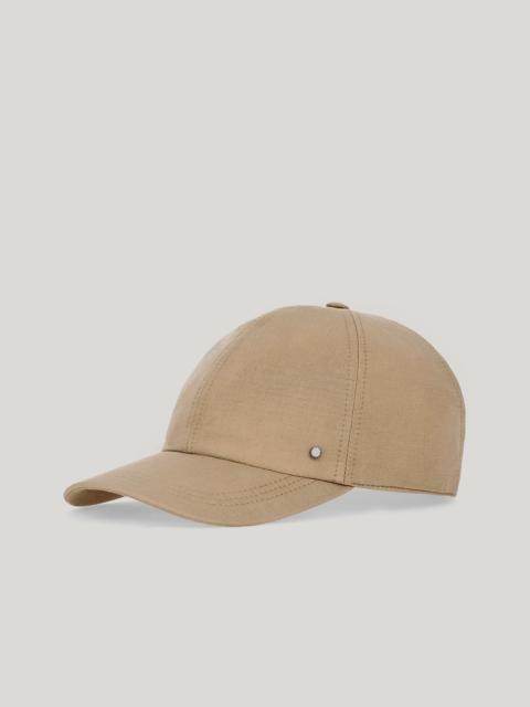 Canali TAUPE BASEBALL CAP WITH LEATHER STRAP