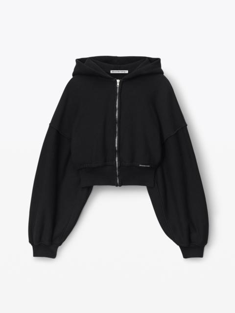 Alexander Wang cropped zip up hoodie in classic cotton terry
