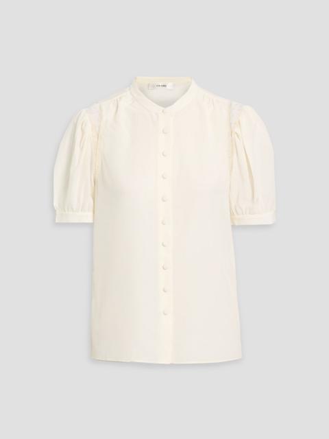 FRAME Lace-trimmed silk crepe de chine blouse