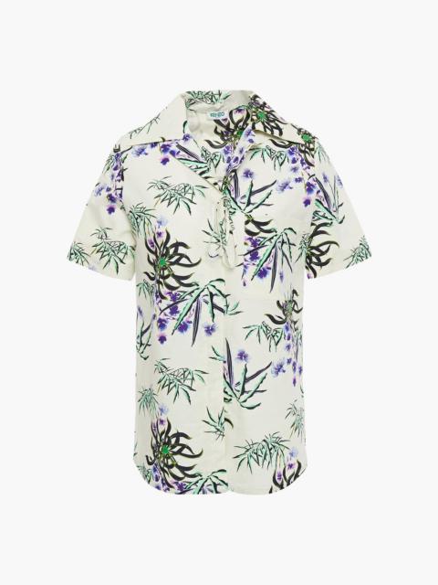 KENZO Printed cotton and linen-blend shirt