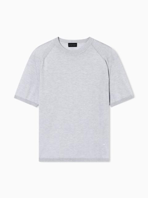 EMPORIO ARMANI ASV PLAIN-KNIT JUMPER IN A LYOCELL AND WOOL BLEND