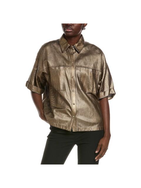 Brunello Cucinelli Brunello Cucinelli Brass Perforated Leather Shirt