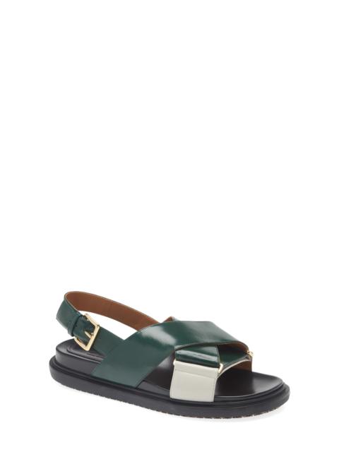 Marni Marni Fussbett Crisscross Sandal in Green at Nordstrom