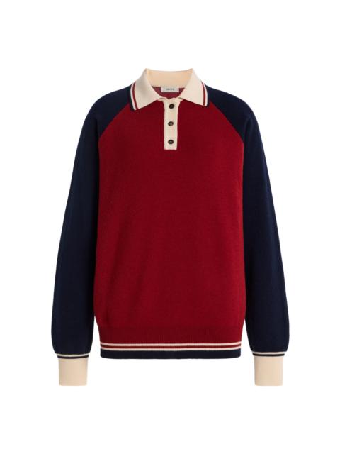 AMIYA Yale Relaxed Wool Polo Top burgundy