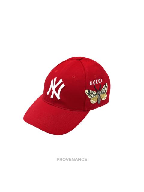 GUCCI Gucci x NY Yankees Embroidered Hat Cap - Red with Moth