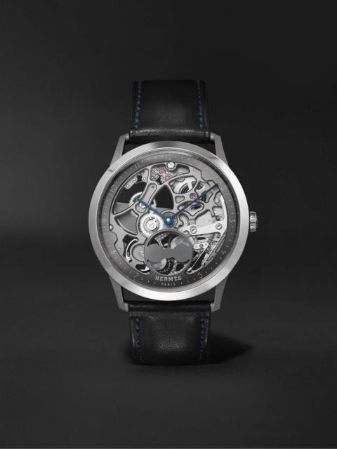 Slim d'Hermès Squelette Lune 39.5mm Automatic Titanium and Leather Watch, Ref. No. 054695WW00