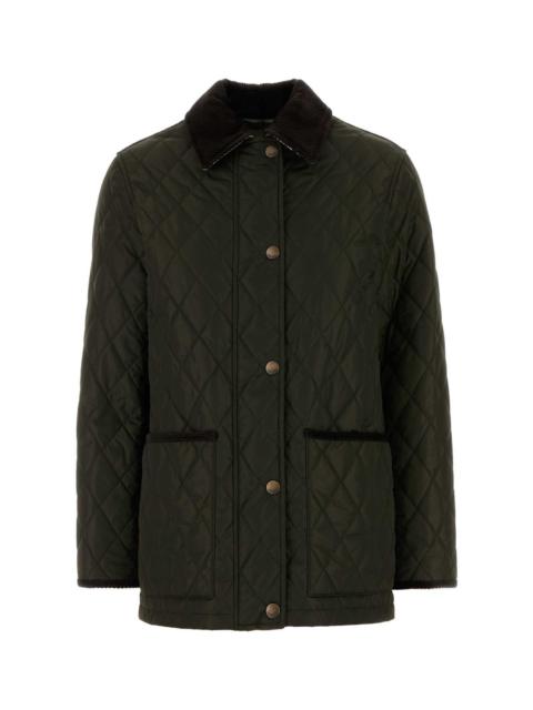 Burberry Women Army Green Nylon Jacket