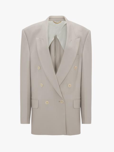Victoria Beckham Relaxed Double Breasted Jacket In Pumice