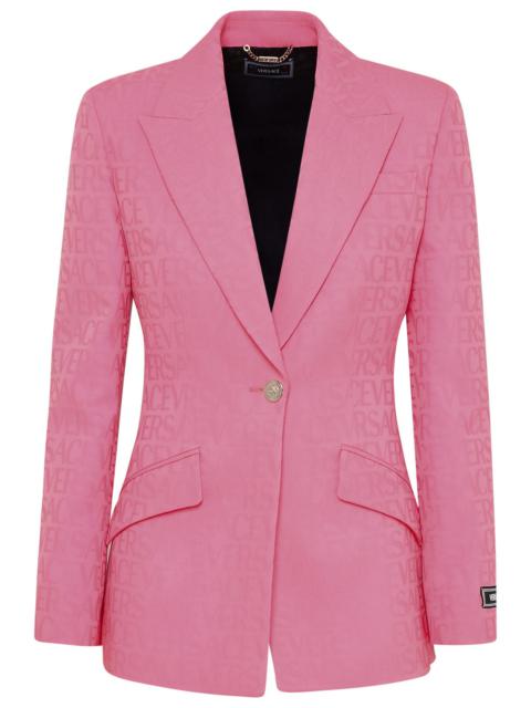Versace Woman Rose Virgin Wool Blazer Jacket