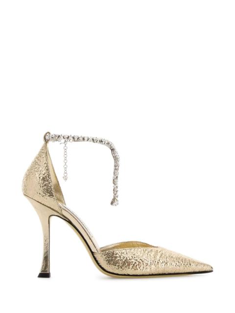 JIMMY CHOO Jimmy Choo Women Gold Fabric Stevie 100 Pumps