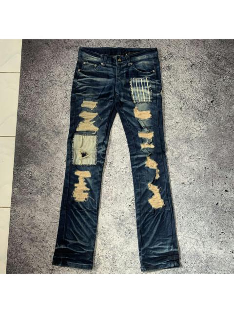Other Designers If Six Was Nine - 701 Studio Ripped Patchwork Wash Indigo Denim Jeans Pants