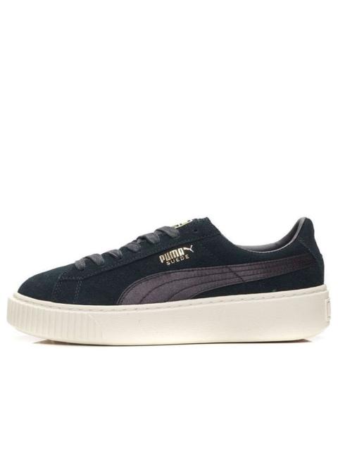 PUMA (WMNS) PUMA Suede Platform Satin 'Black White Gold' 365828-05