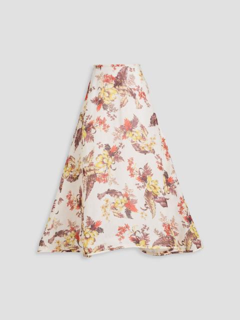 Zimmermann Floral-print linen and silk-blend gauze maxi skirt