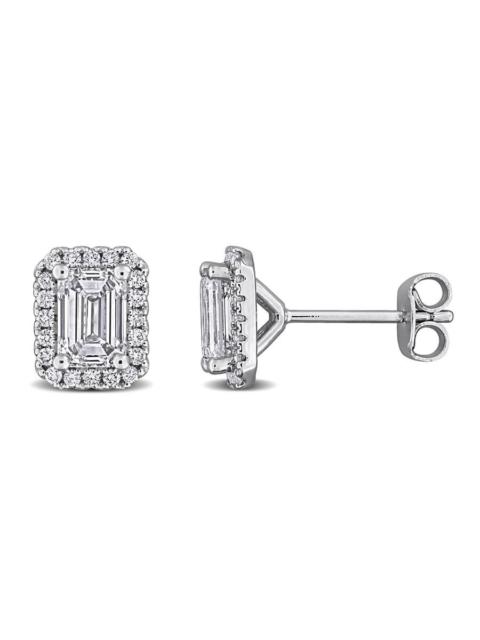 Other Designers Created Forever 2 CT Emerald and Round Lab Grown Diamonds TW Fashion Post Earrings Silver