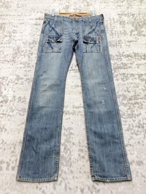 Hysteric Glamour Vintage Back Number Bush Pants Light Wash Straight Leg Denim