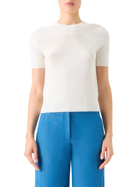 AKRIS Akris Sunbeam Short Sleeve Silk & Cotton Sweater in Ecru at Nordstrom