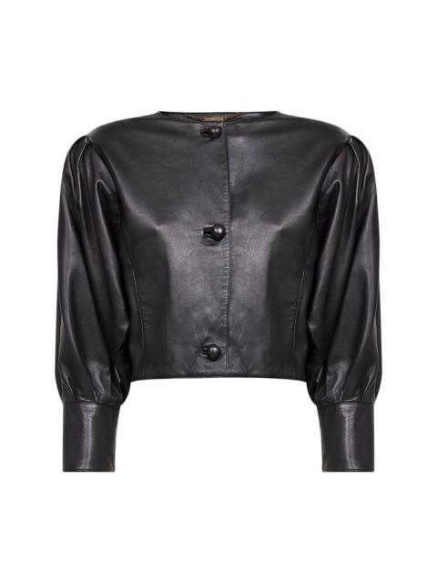 Chloé Chloé Women Black Plongé Nappa Leather Cropped Collarless Jacket
