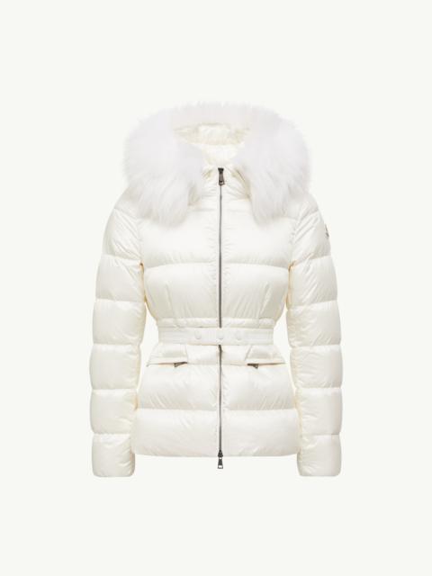 Moncler Boed Hooded Shearling-Trimmed Short Down Jacket