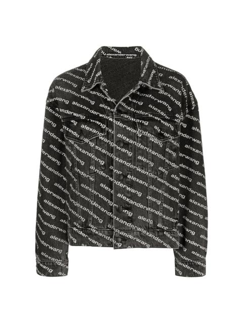 Alexander Wang Falling Back Logo Jacket In Dark Denim