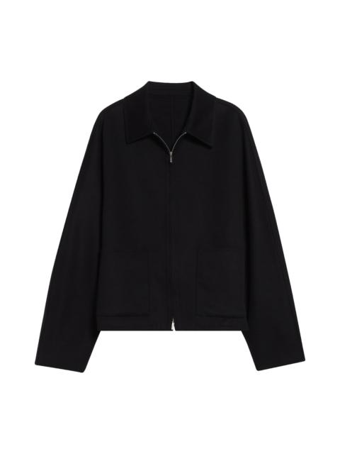 FERRAGAMO FERRAGAMO Crop Wool & Cashmere Bomber Jacket in Nero at Nordstrom