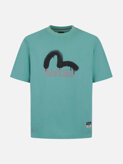 EVISU Logo and Seagull Print Relax Fit T-shirt