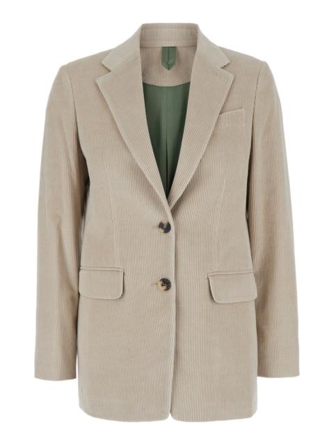 Max Mara Max Mara Women 'Kuban' Beige Single-Breasted Jacket With Notched Revers In Cotton Blend Woman