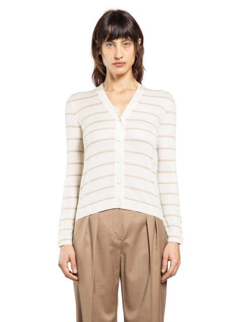 Max Mara Striped Cashmere And Silk Blend Cardigan