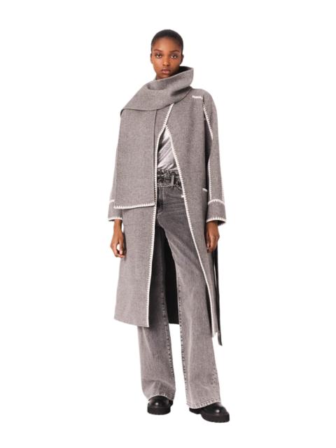 maje maje Long double-faced coat in Grey/white at Nordstrom
