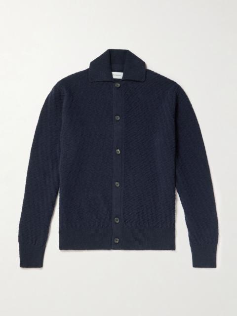 Oliver Spencer Jarvis Jacquard-Knit Merino Wool Cardigan Navy