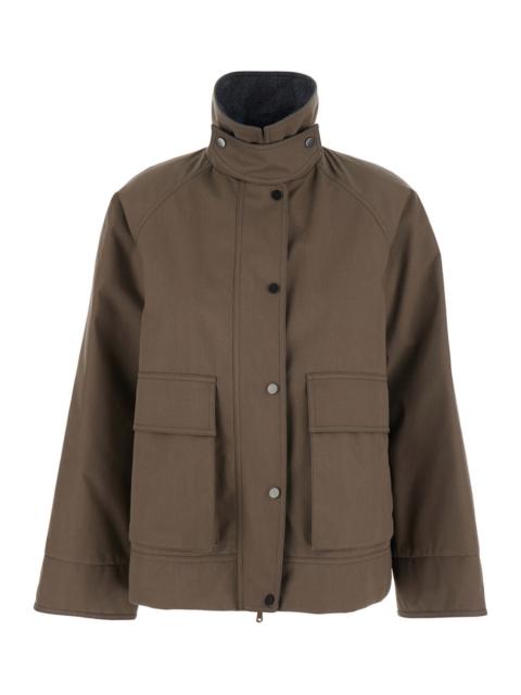 Brunello Cucinelli Brunello Cucinelli Women Grey Jacket With Classic Collar With Snap Buttons In Cotton Blend Woman