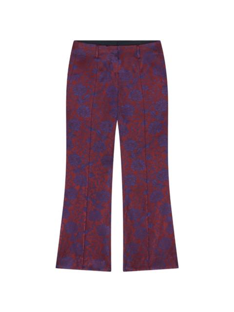 floral-jacquard trousers