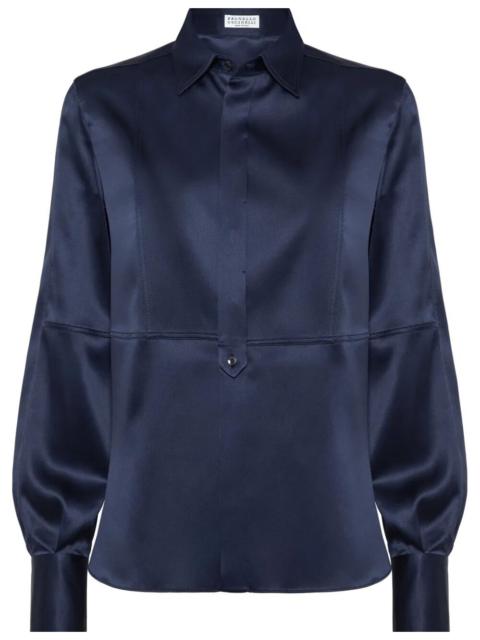Brunello Cucinelli Satin Shirt With Monili
