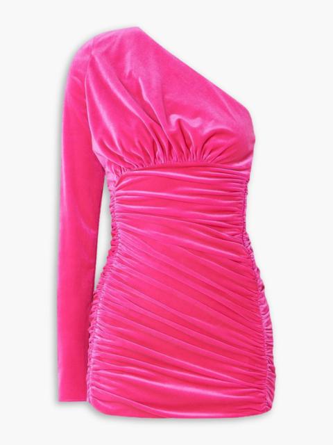 ALEXANDRE VAUTHIER One-shoulder ruched stretch-velvet mini dress