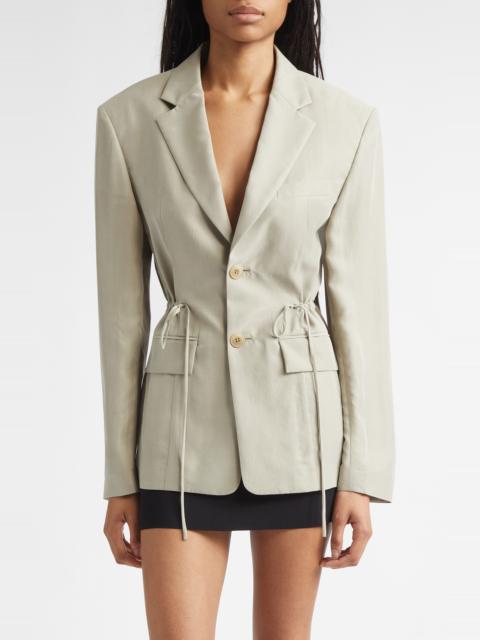 Alexander Wang Alexander Wang Drawstring Waist Silk Jacket in Army Tan at Nordstrom