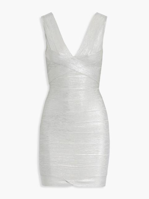 Other Designers Metallic coated bandage mini dress
