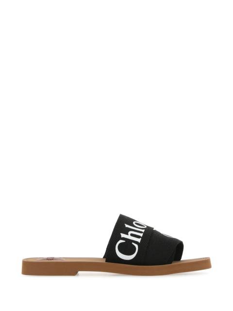 Chloé Black linen Woody slippers