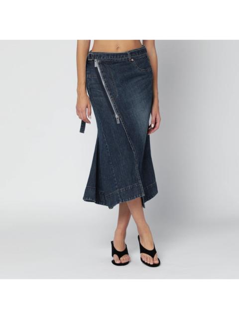 sacai Sacai Asymmetric Blue Denim Skirt Women