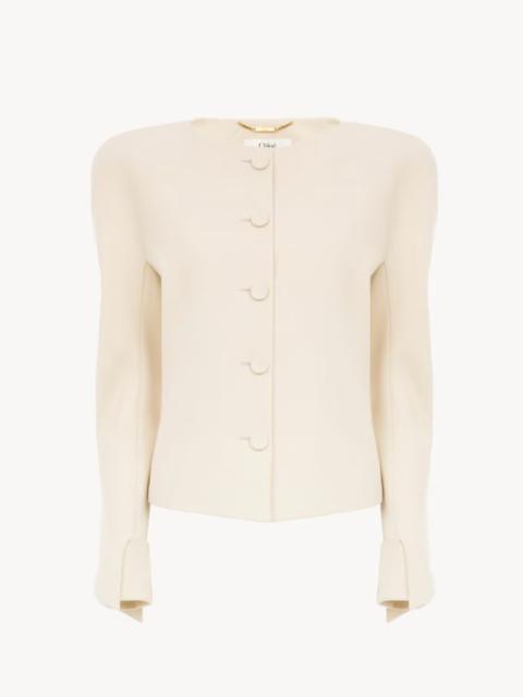 Chloé Collarless fitted jacket in wool grain de poudre